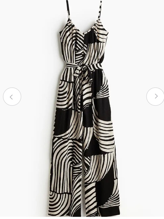 H&M Pants - H&M Women’s Black and White Striped Patterned Jumpsuit Medium
